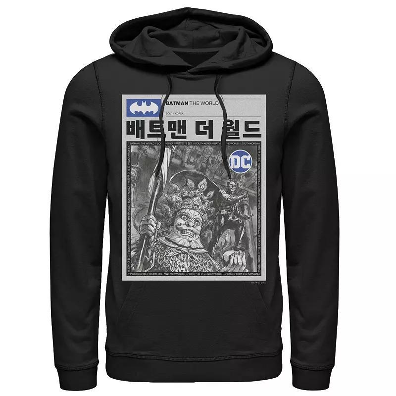 Mens Batman The World Kanji Style News Poster Hoodie Product Image