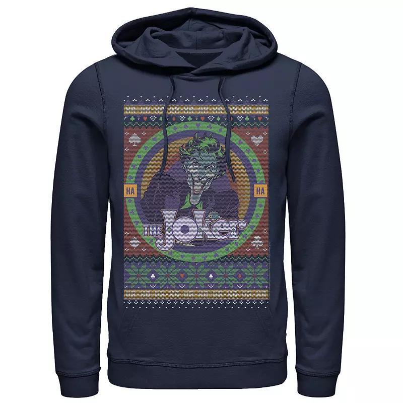 Mens Batman The Joker Retro Knit Style Hoodie Blue Product Image