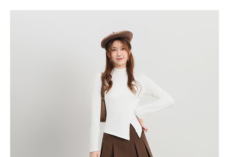 High Waist Plain Pleated Mini A-Line Skirt Product Image