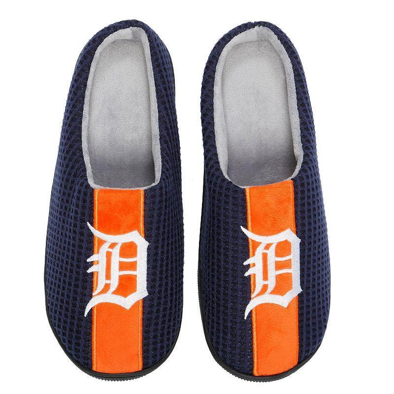 Mens FOCO Detroit Tigers Team Stripe Memory Foam Slide Slippers Blue Product Image