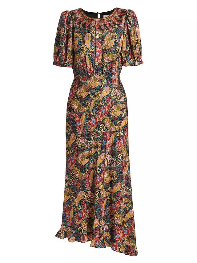 Vida Paisley Satin Midi-Dress Product Image