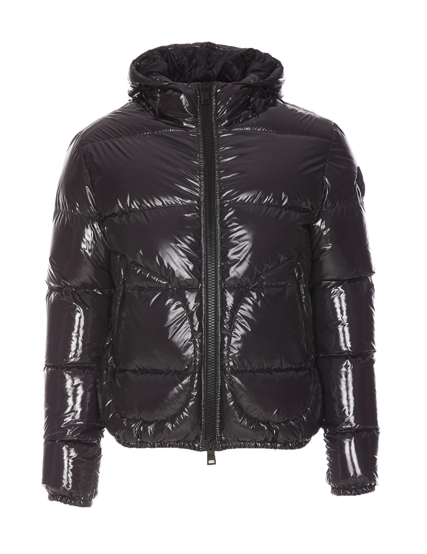 HERNO Black High-gloss Bomber Jacket In Metallic Product Image