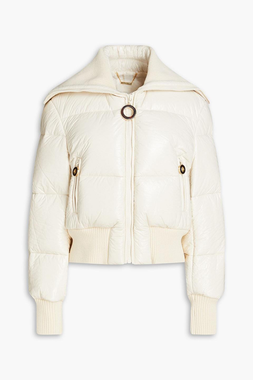 Quilted Faux Patent-leather Down Jacket In Cream Product Image