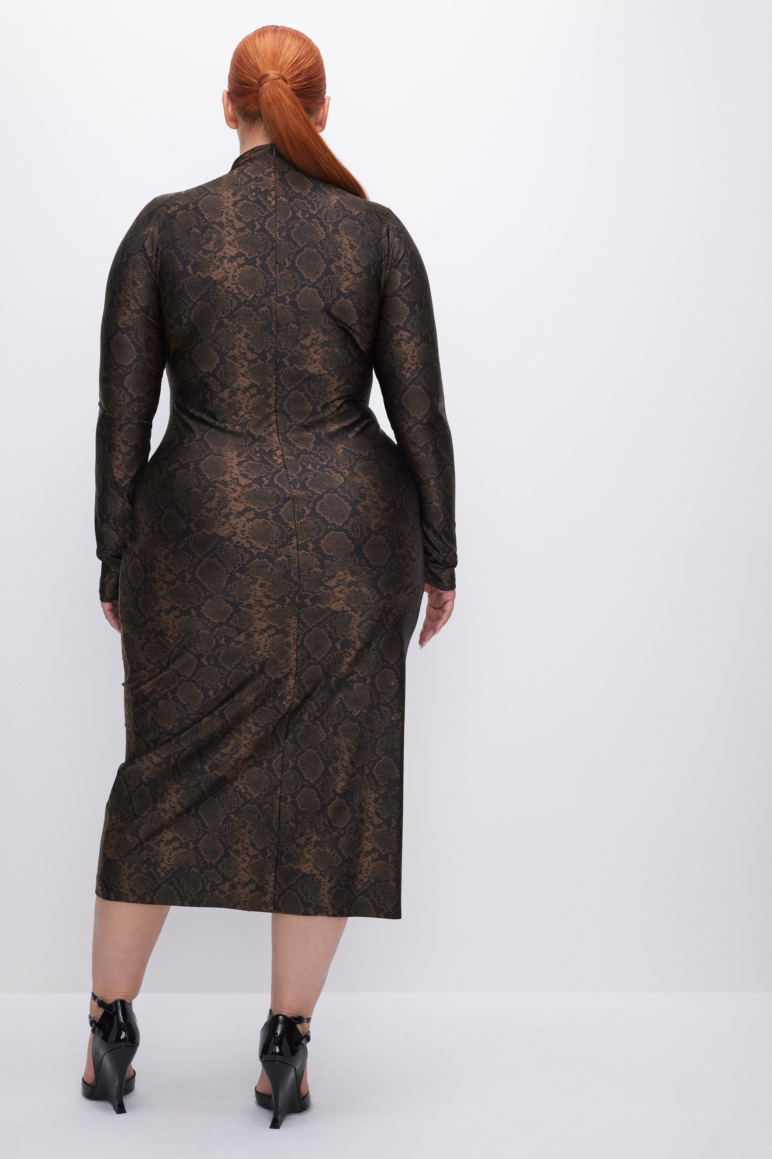 SATIN MIDI DRESS | MOCHA PYTHON001 Product Image