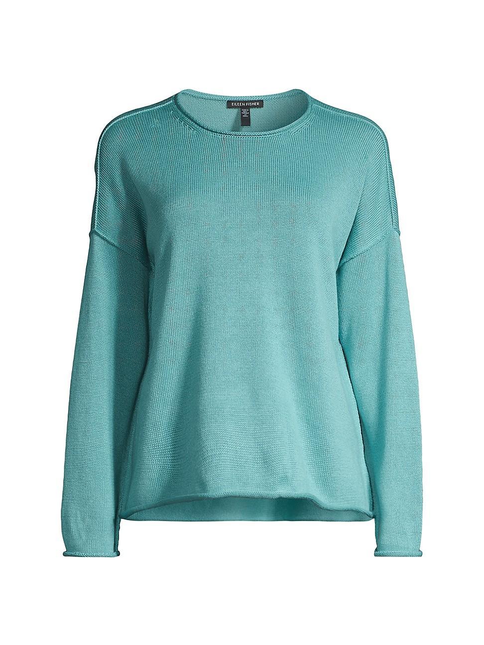 Womens Crewneck Cotton-Blend Pullover Sweater Product Image