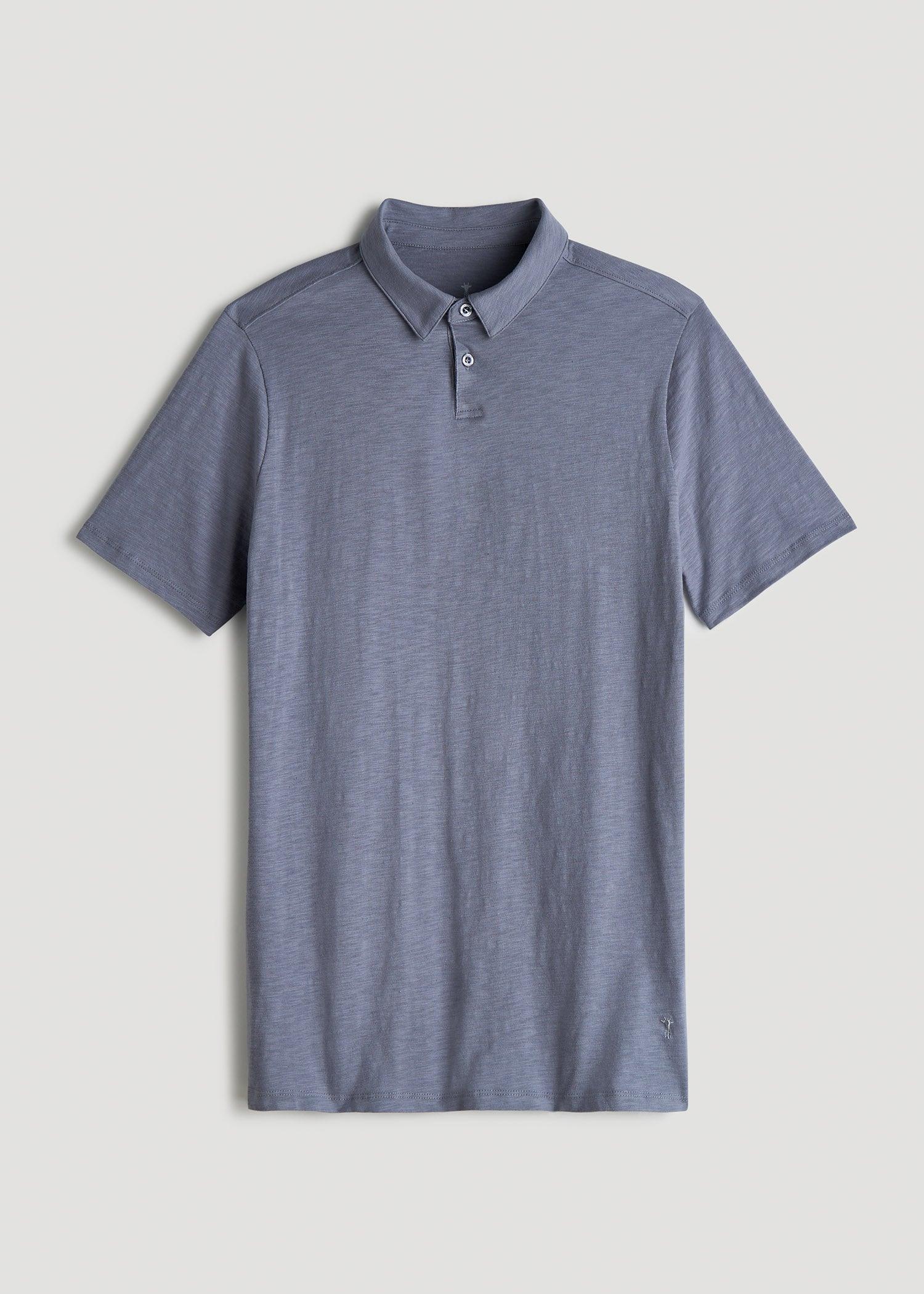 Slub Self Collar Tall Polo Shirt in Chambray Male Product Image