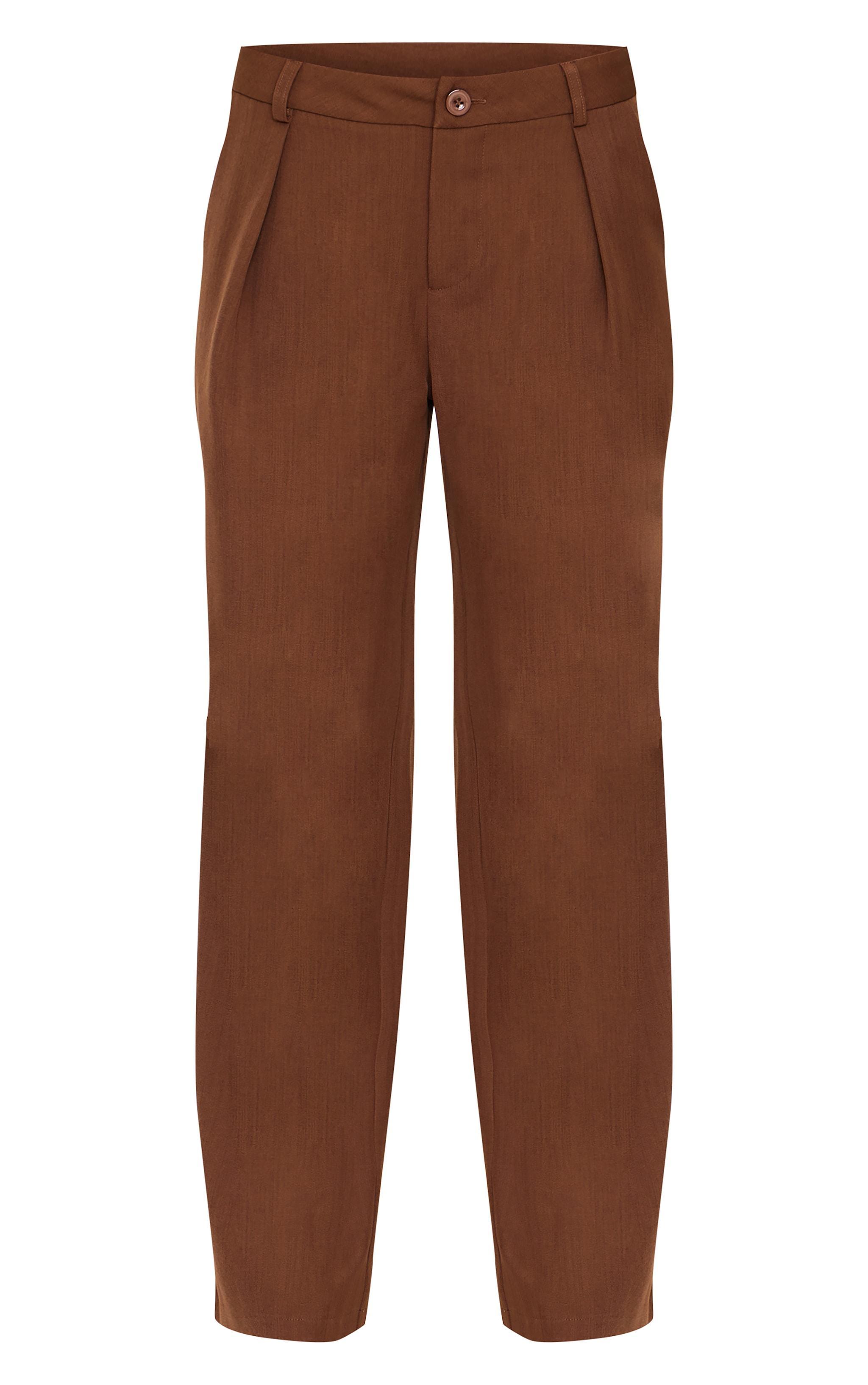 Chocolate Tailored Woven Straight Leg Pants Product Image