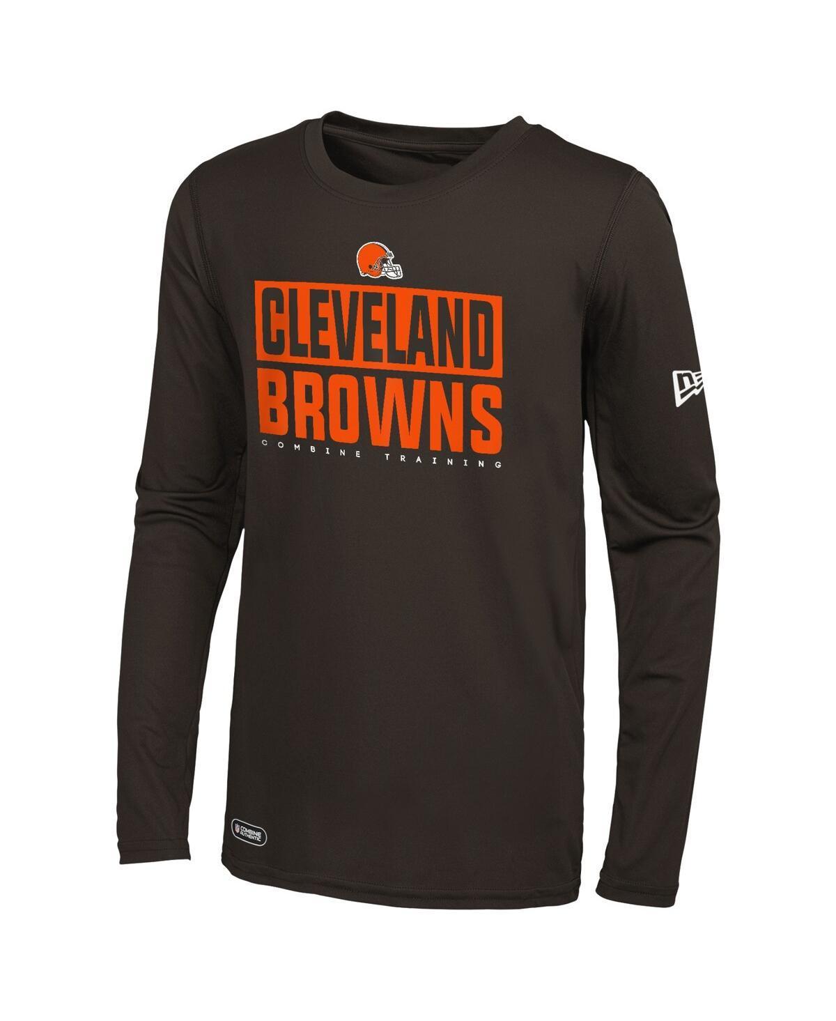 Mens New Era Brown Cleveland Browns Combine Authentic Offsides Long Sleeve T-shirt Product Image