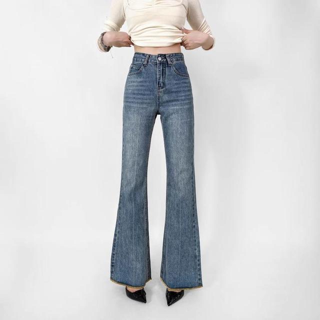 High Rise Washed Flared Jeans Product Image