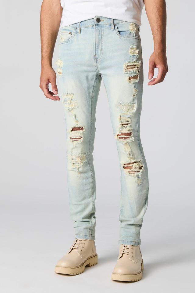 Light Wash Distressed Skinny Jean Male Product Image