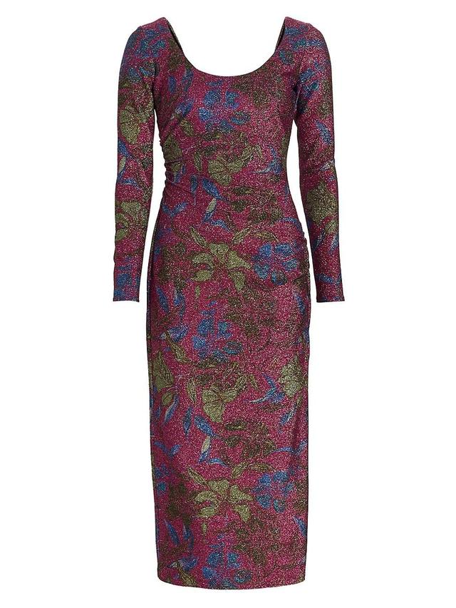 Womens Jude Metallic Floral Midi-Dress Product Image