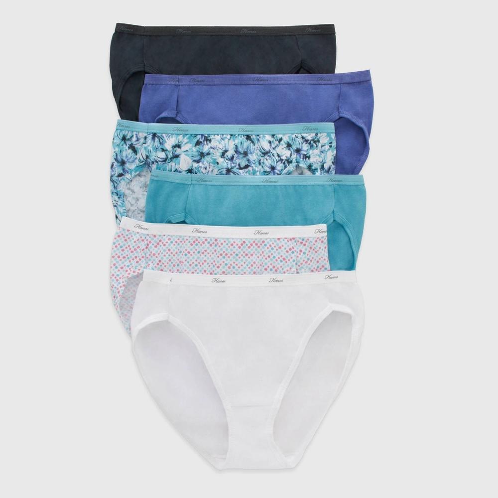 Hanes Womens 6pk Hi-Cut Underwear PP43WB - Blue/Purple/White Product Image