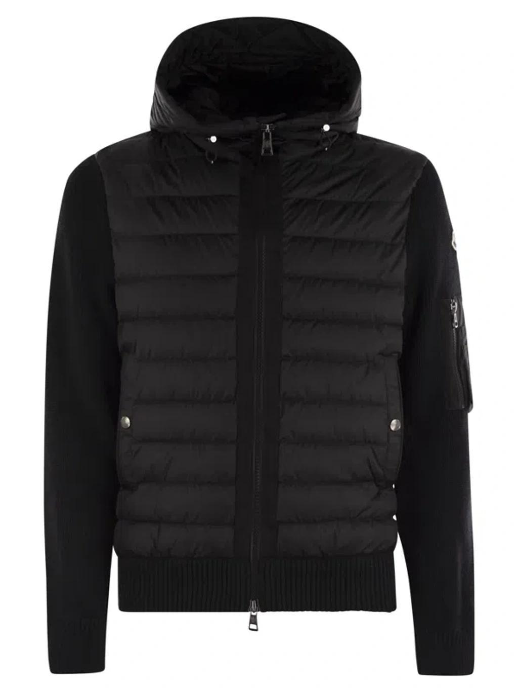 MONCLER Padded Hooded Cardigan In Black Product Image