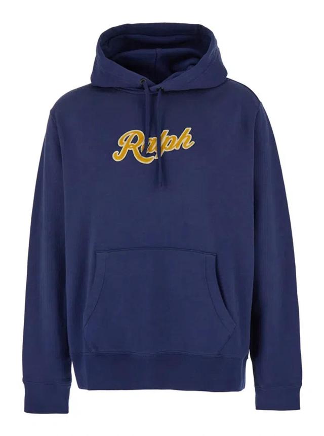 POLO RALPH LAUREN Blue Sweatshirt With Logo Lettering On The Front In Cotton Man Product Image