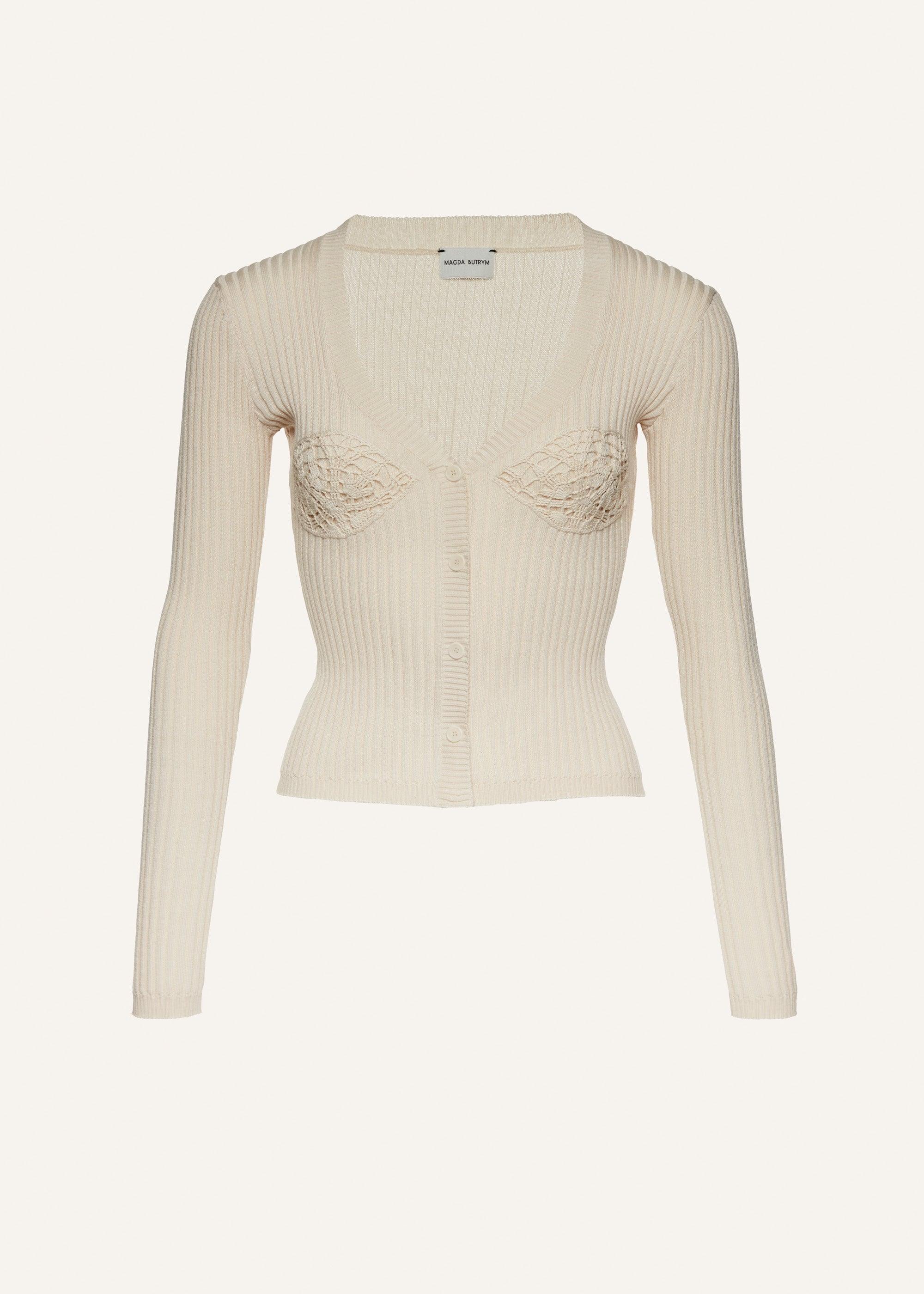 Crochet bra cardigan in cream Product Image