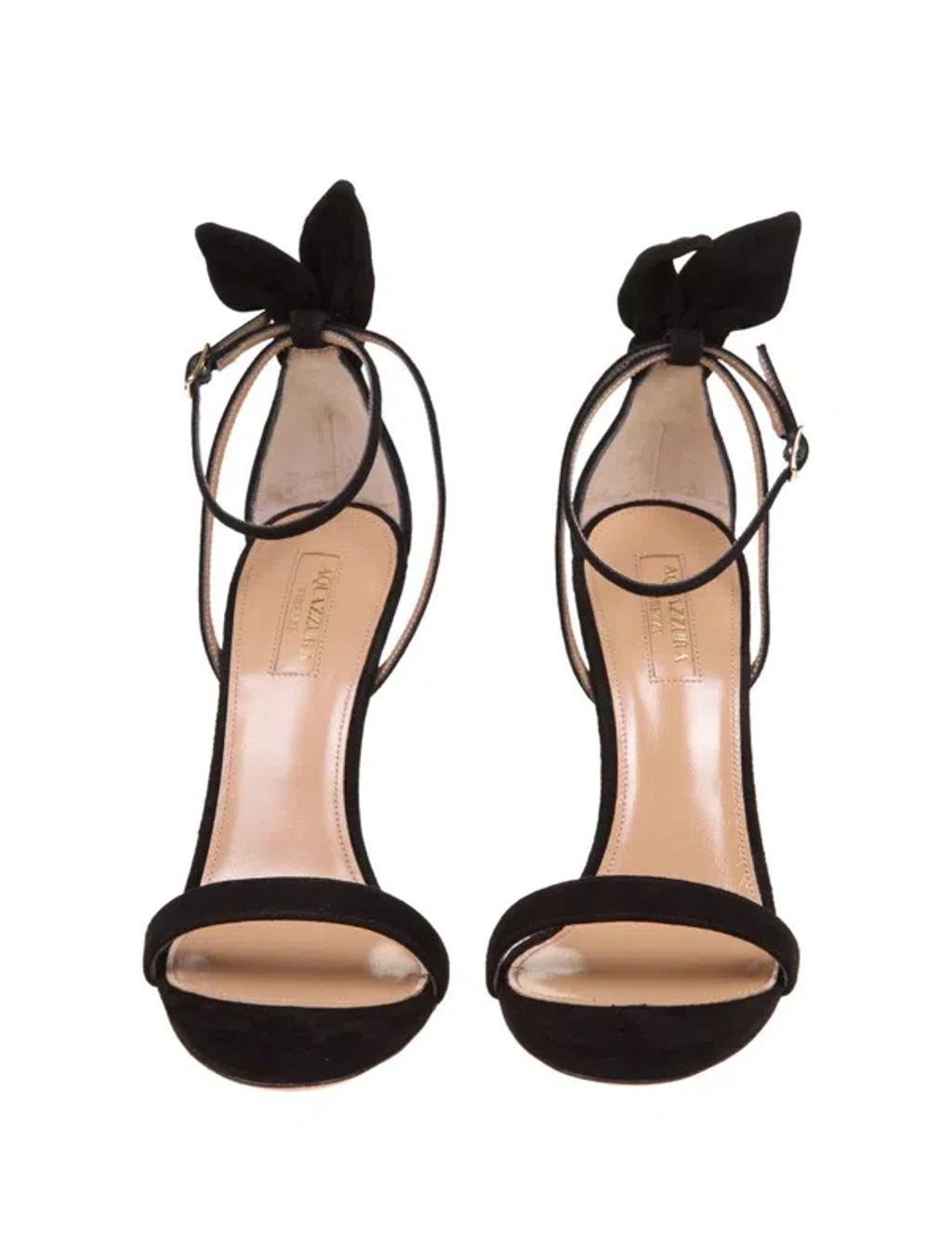 AQUAZZURA 105mm Bow Tie Suede Sandals In Black Product Image