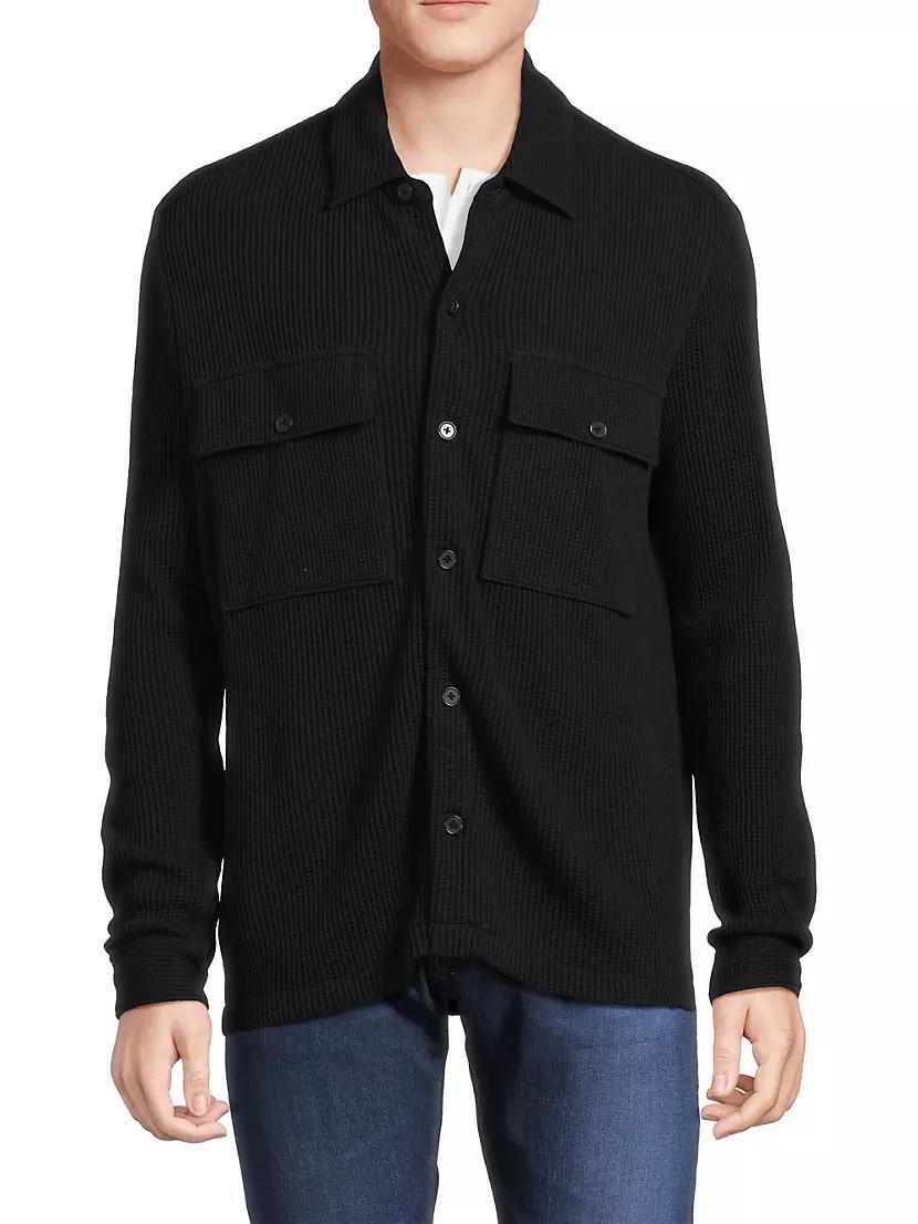 Cotton-Blend Waffle-Knit Shirt Jacket Product Image