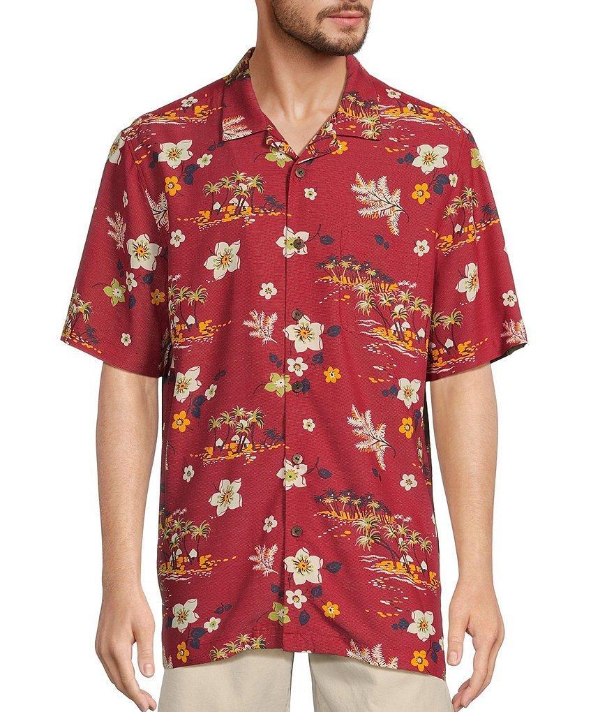 Caribbean Palm Island Printed Short Sleeve Woven Shirt Product Image