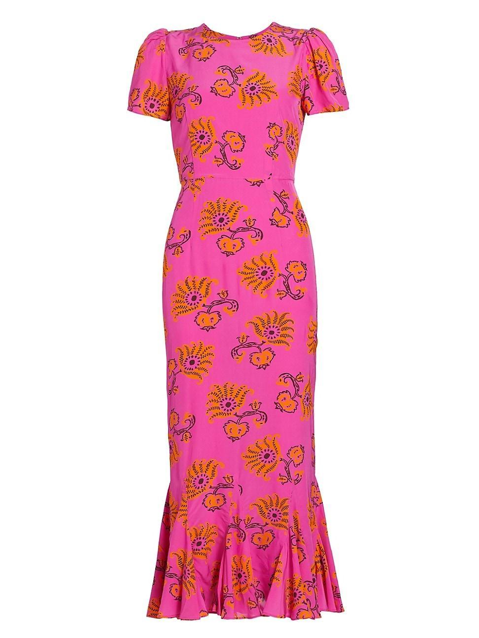 Womens Lulani Floral Ruffled Midi-Dress Product Image