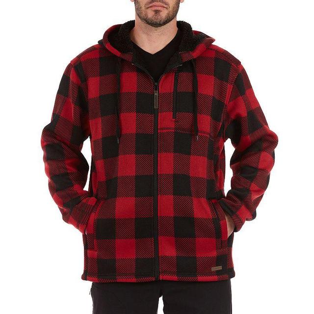 Mens Smiths Workwear Buffalo Plaid Sweater Fleece Hooded Jacket Grey Grey Black Product Image