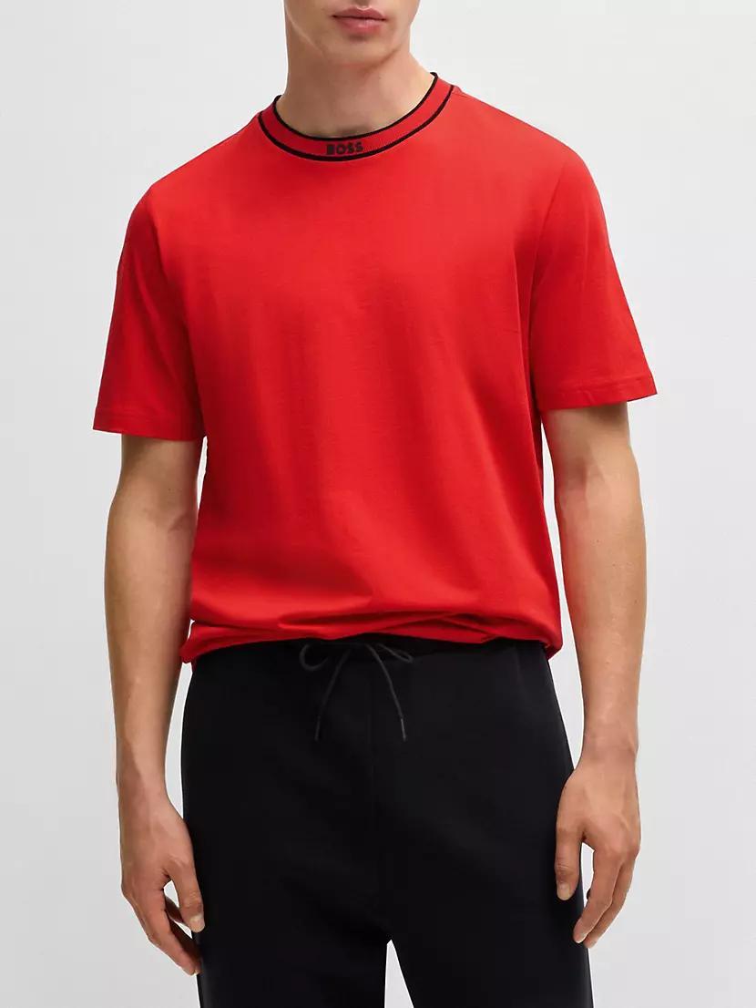 Cotton Jersey T-Shirt with Logo Collar Product Image