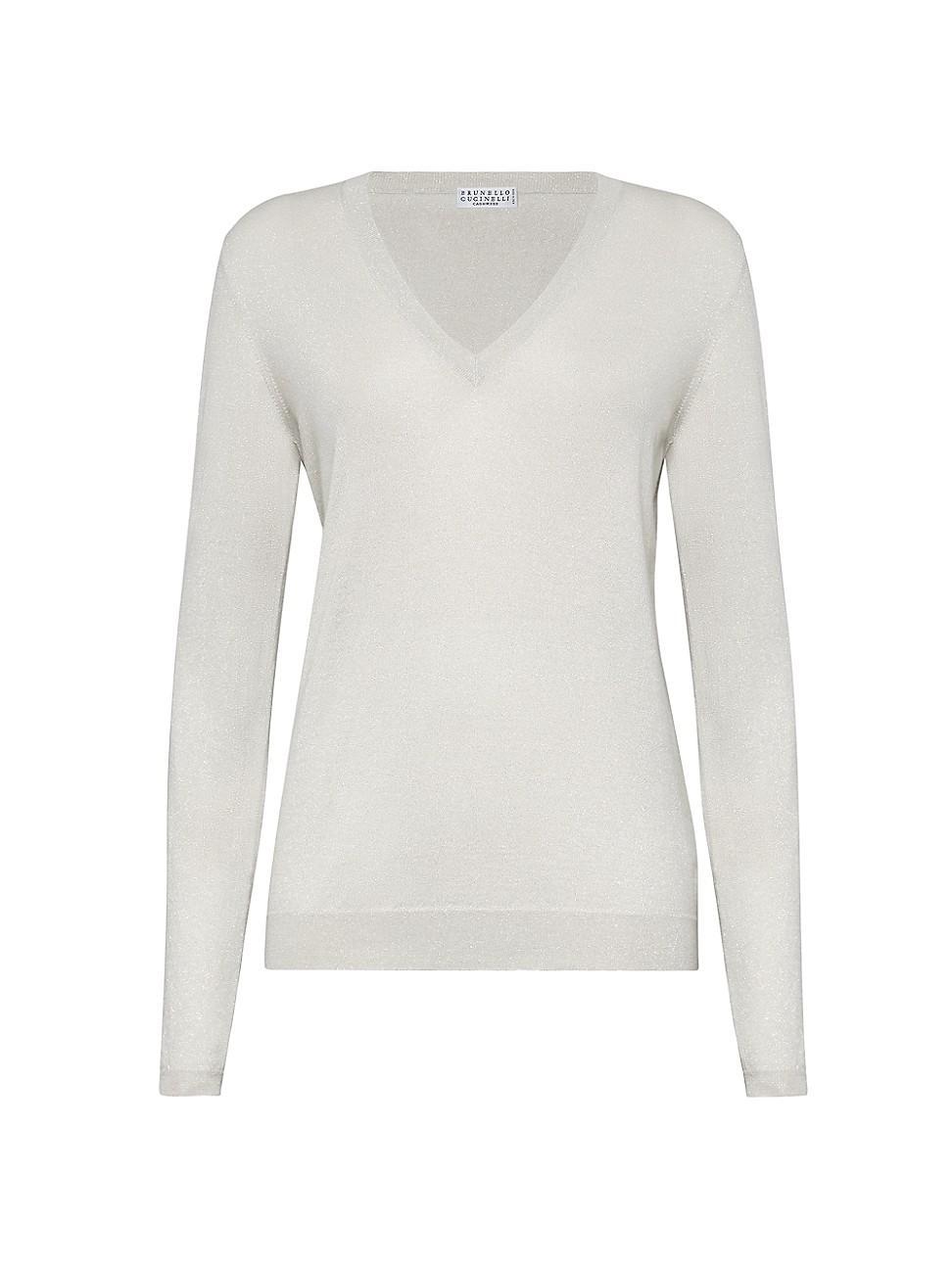 Womens Cashmere and Silk Sparkling Lightweight Sweater Product Image