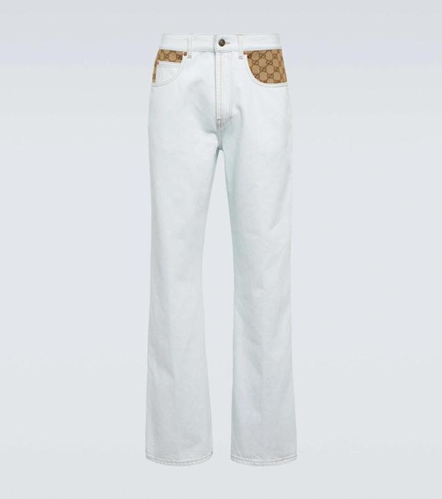 GUCCI Washed Organic Denim Pant With Gg In Blue Product Image