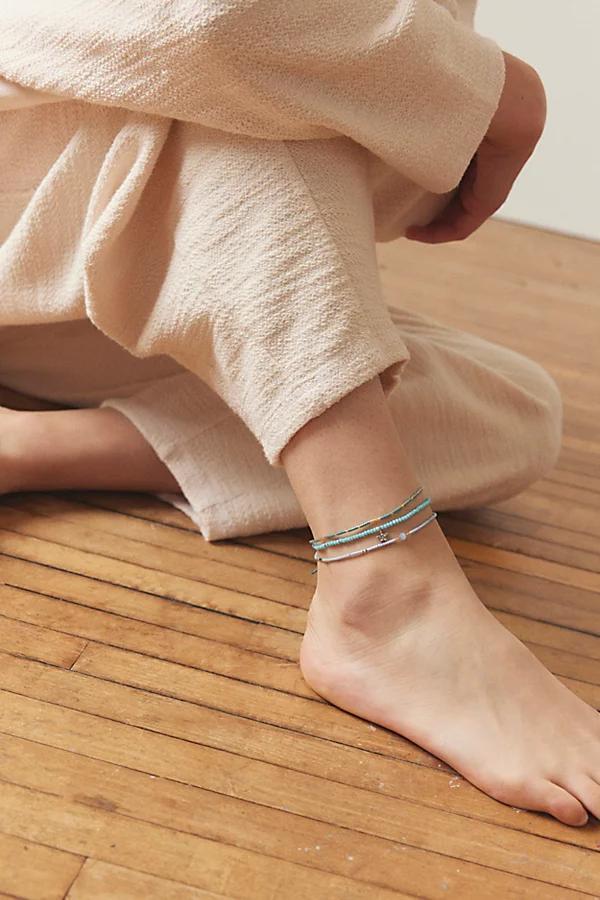 Seaside Delicate Beaded Anklet Set Womens at Urban Outfitters Product Image