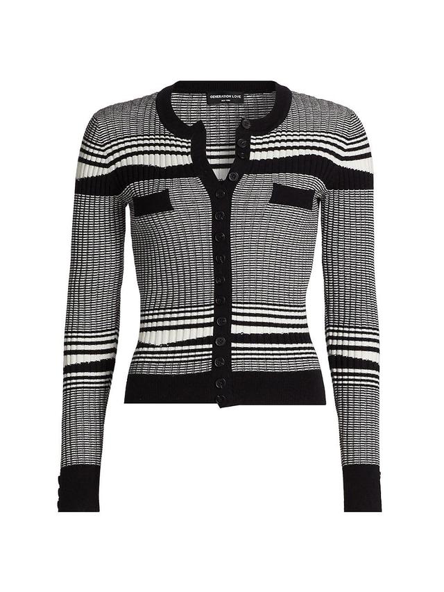 Womens Beatrix Striped Rib-Knit Cardigan Product Image