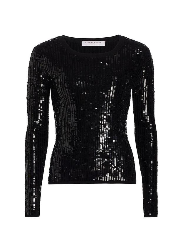 Womens Sequined Long-Sleeve Top Product Image