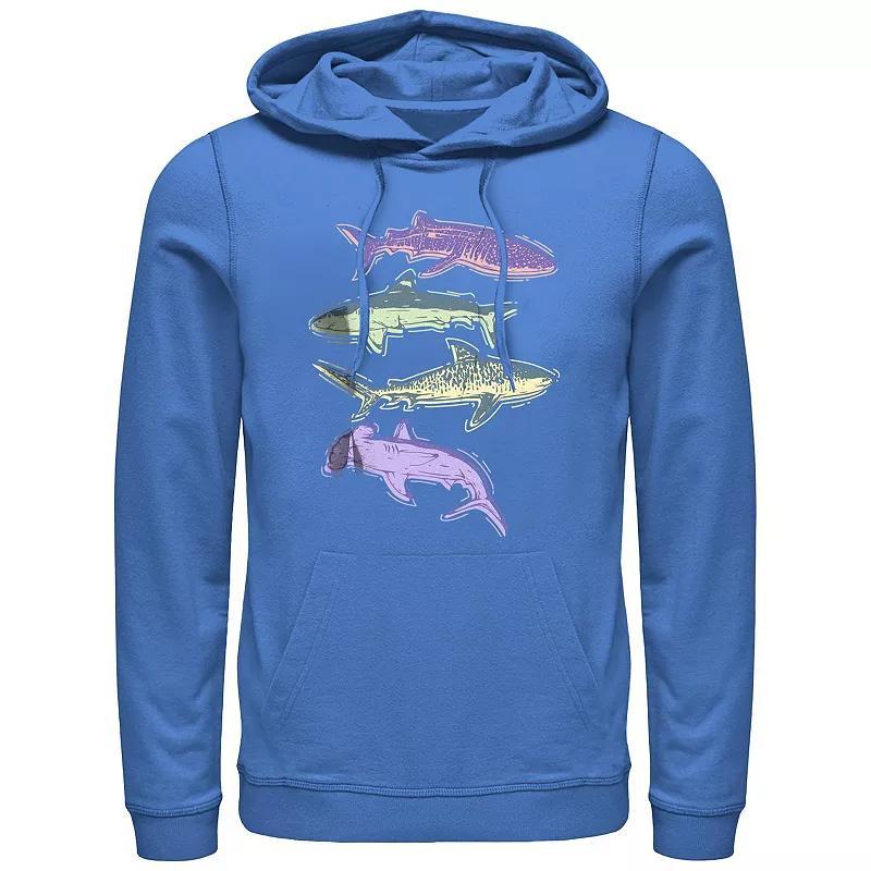 Mens Colorful Sharks Graphic Hoodie Product Image