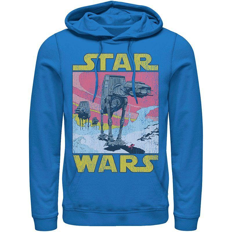 Mens Star Wars At-AT Retro Poster Hoodie Blue Product Image