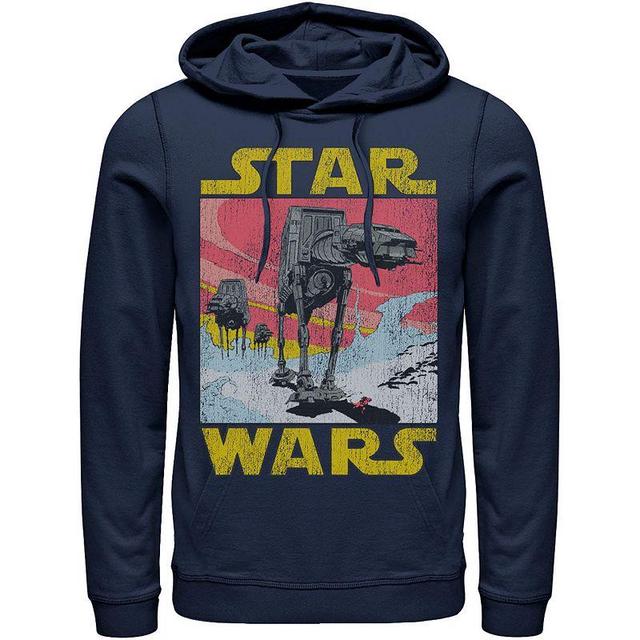 Mens Star Wars At-AT Retro Poster Hoodie Blue Product Image