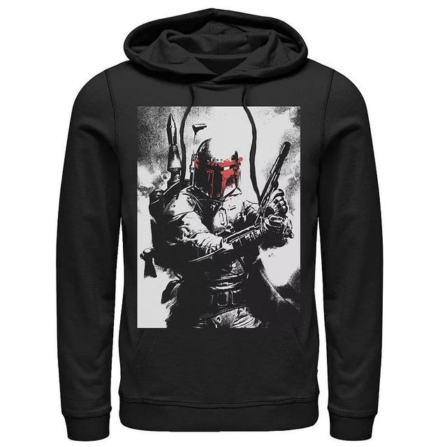 Mens Star Wars Boba Fett Faded Action Portrait Poster Hoodie Product Image