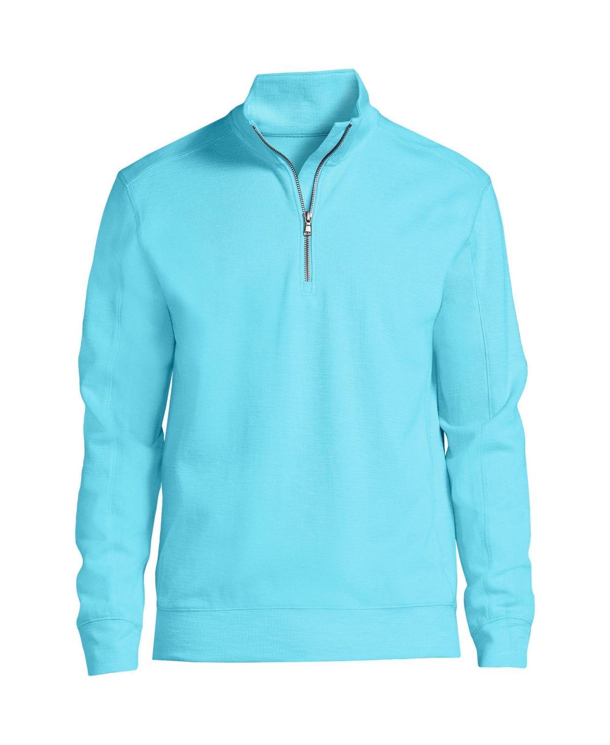 Mens Lands End Heavy Slub Quarter-Zip Top River Blue Product Image