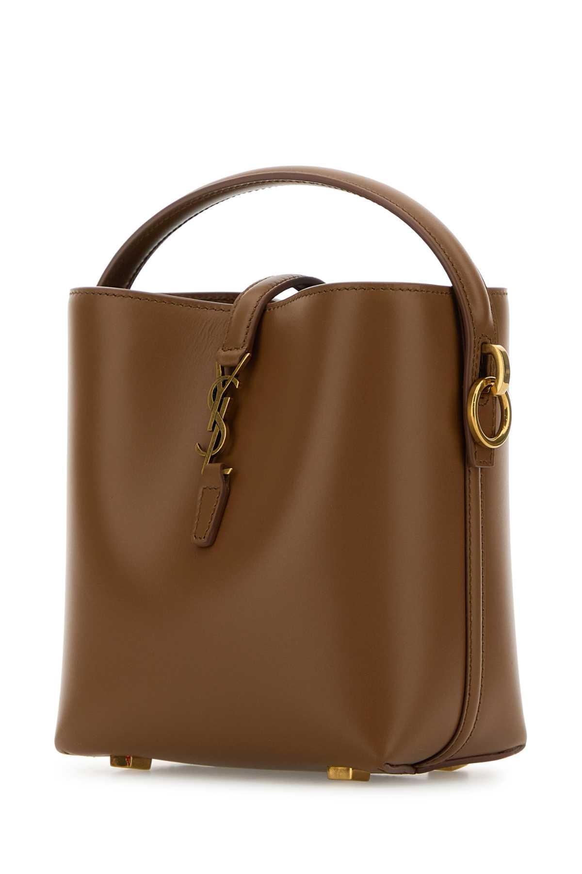 SAINT LAURENT Caramel Leather Mini Le 37 Bucket Bag In Brown Product Image