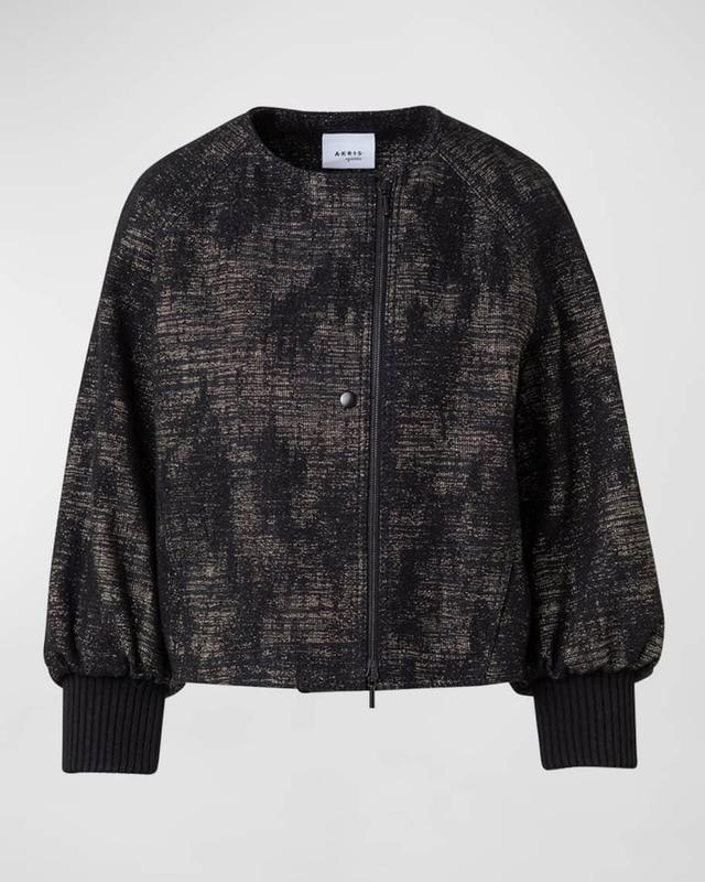 Denim Jacquard Bomber Jacket Product Image