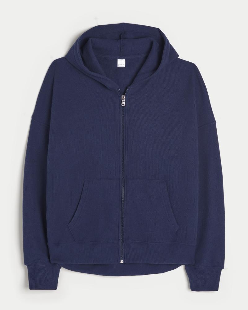 Gilly Hicks Oversized Waffle Zip-Up Hoodie Product Image