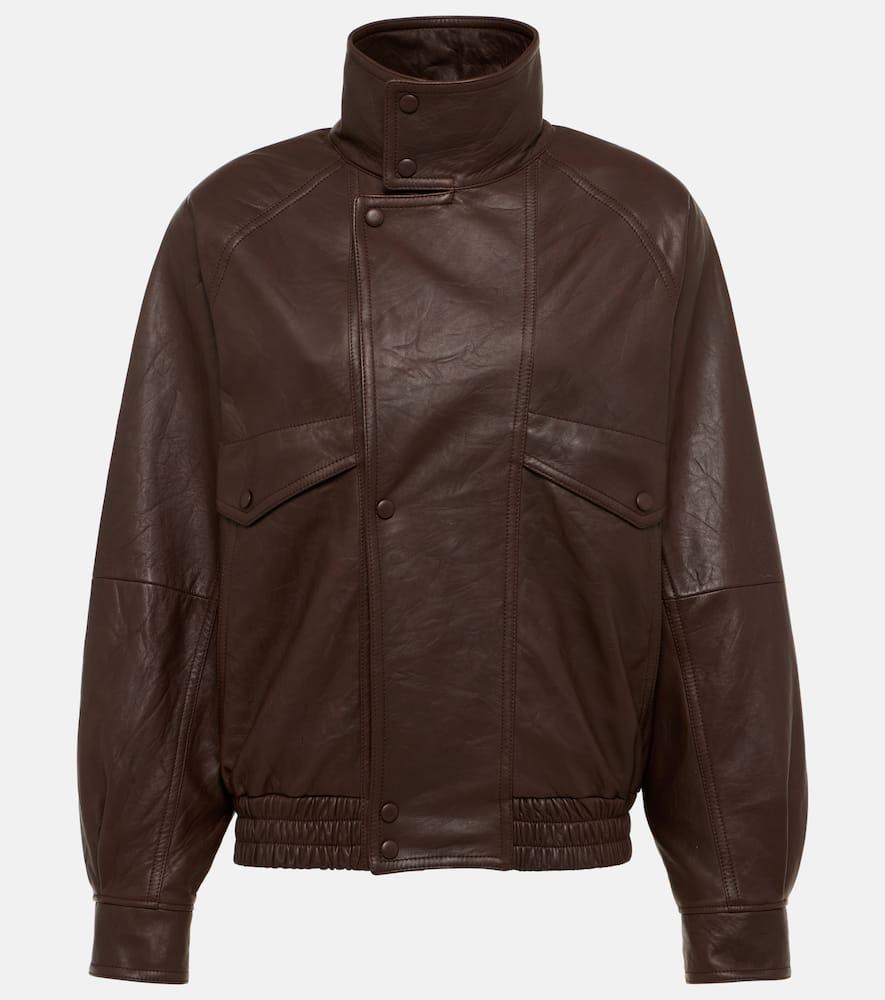 Leather Blouson In Brown Product Image