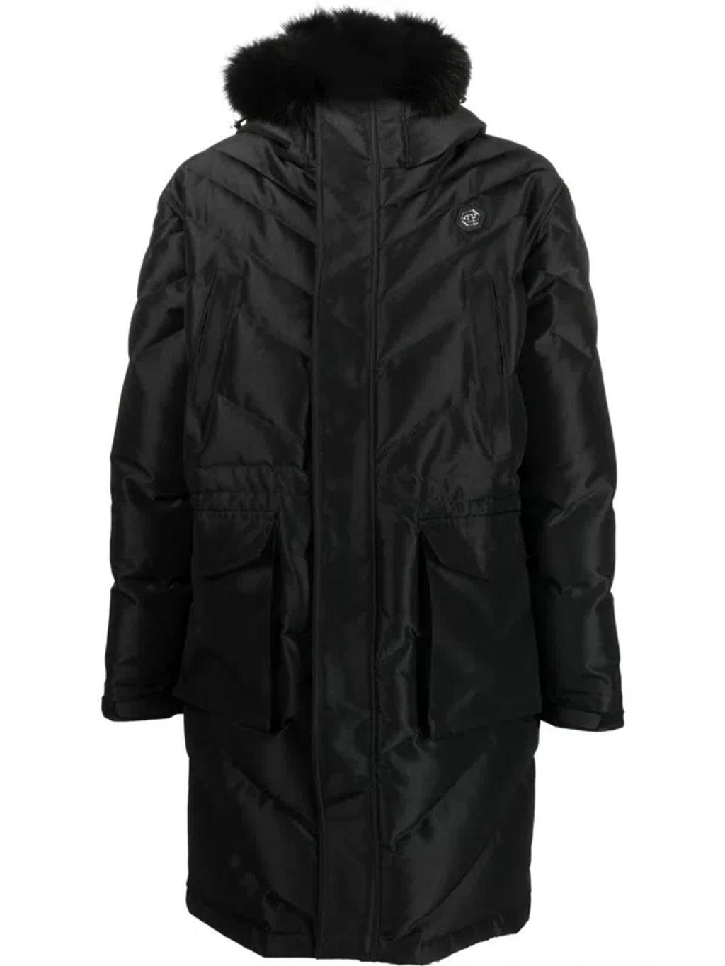 Faux Fur-trim Parka In Black Product Image