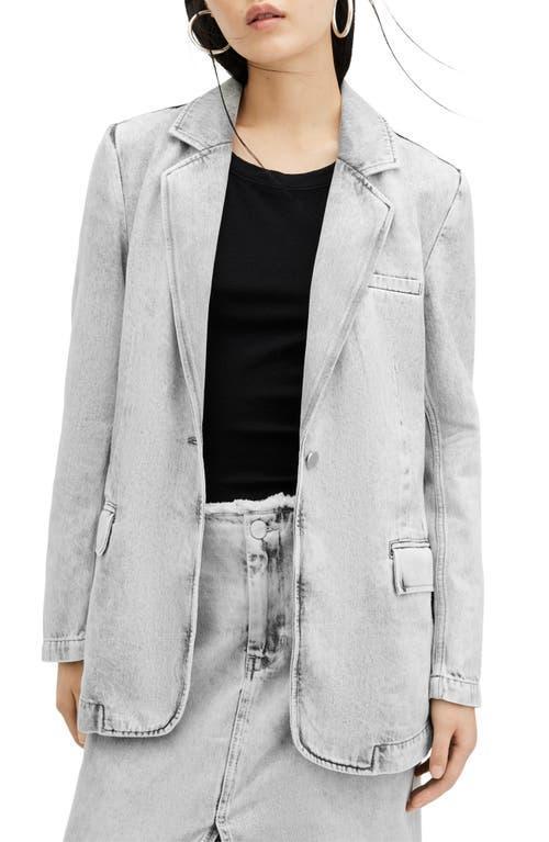 AllSaints Ever Denim Blazer (Snow Grey) Women's Vest Product Image