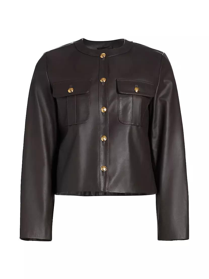 Kitra Leather Crop Jacket Product Image