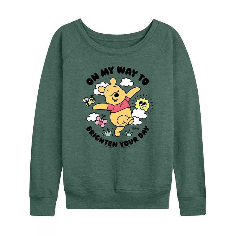 Disneys Winnie the Pooh Womens Brighten Your Day Lightweight French Terry Sweatshirt, Girls Product Image