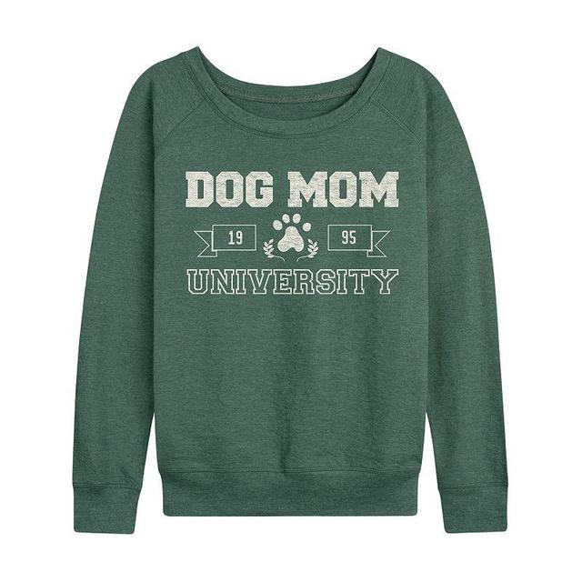 Womens Dog Mom University Slouchy Graphic Sweatshirt, Girls Heather Grey Product Image