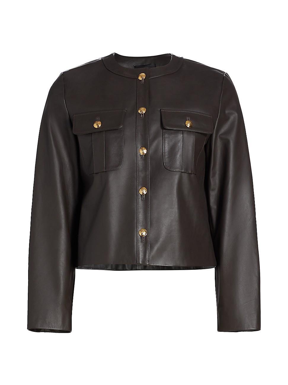 Womens Kitra Leather Crop Jacket Product Image