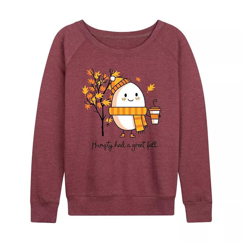 Womens Humpty Had A Great Fall Lightweight French Terry Sweatshirt Grey Dark Red Product Image