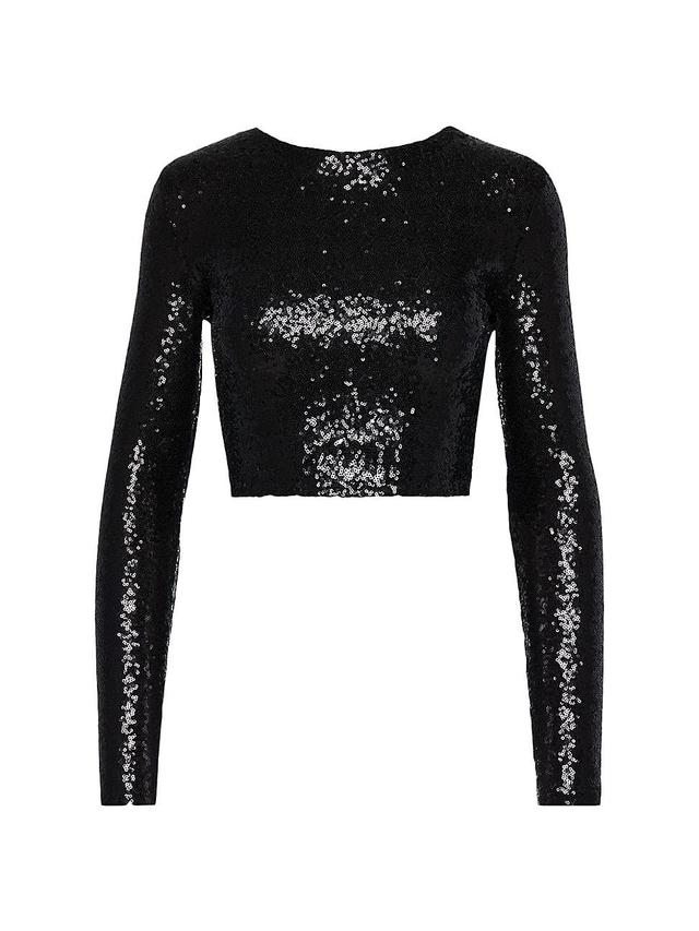 Womens Sequin Crop Blouse Product Image