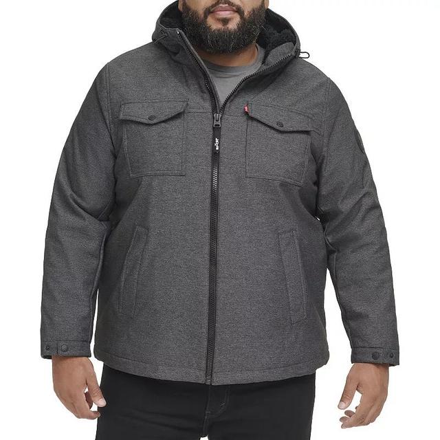 Big & Tall Levis Sherpa-Lined Hooded Softshell Utility Jacket, Mens Grey Product Image