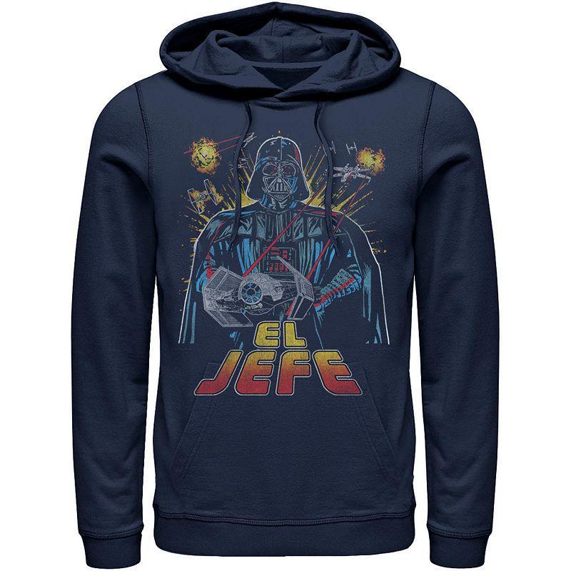 Mens Star Wars Darth Vader El Jefe Comic Style Portrait Hoodie Blue Product Image