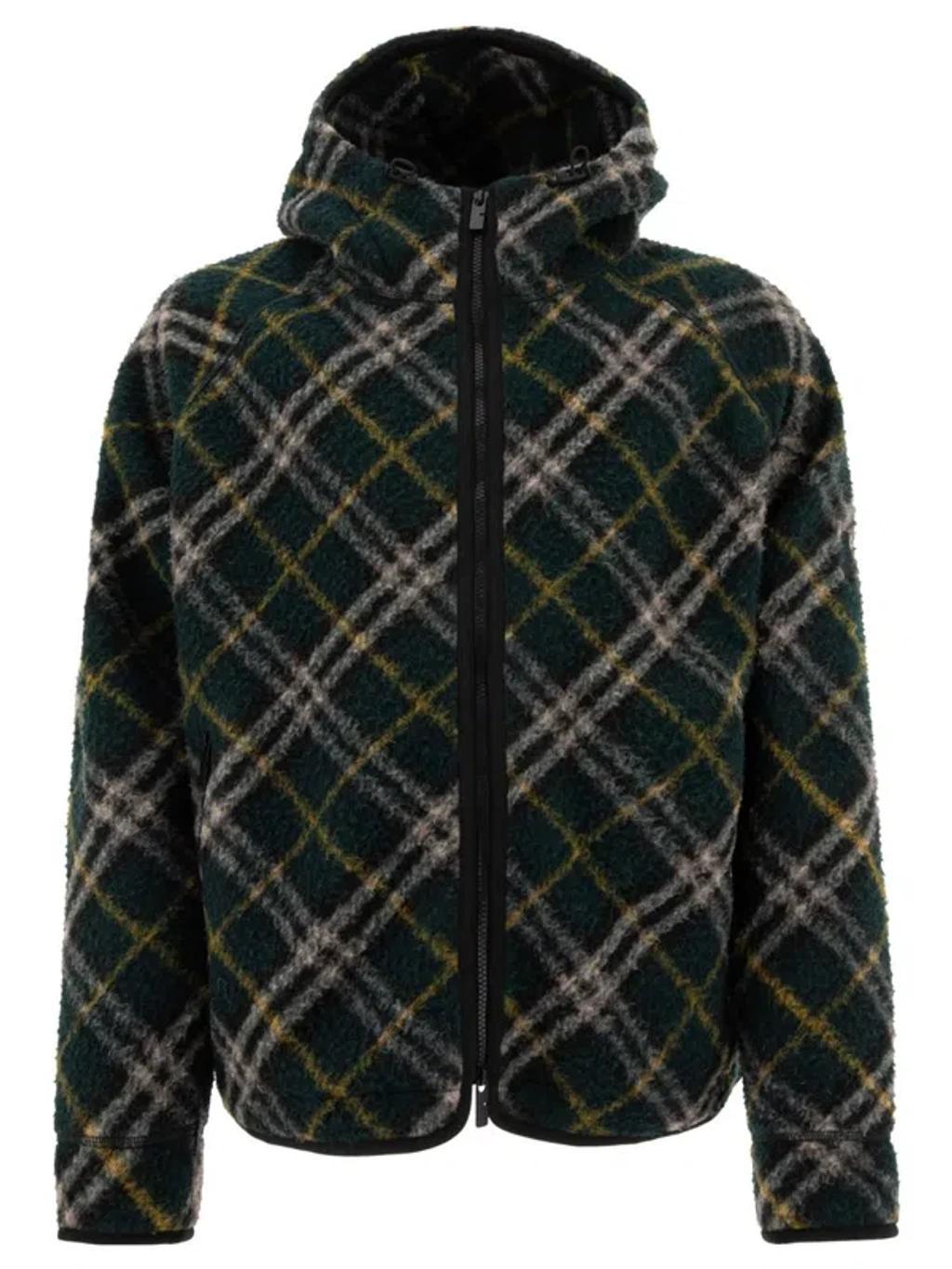 BURBERRY Wool Check Jacket In Green Product Image